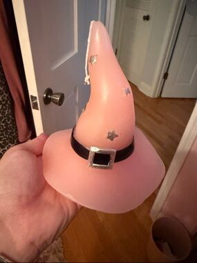 Pink Witch Hat Candle - Decorative Halloween Accessory